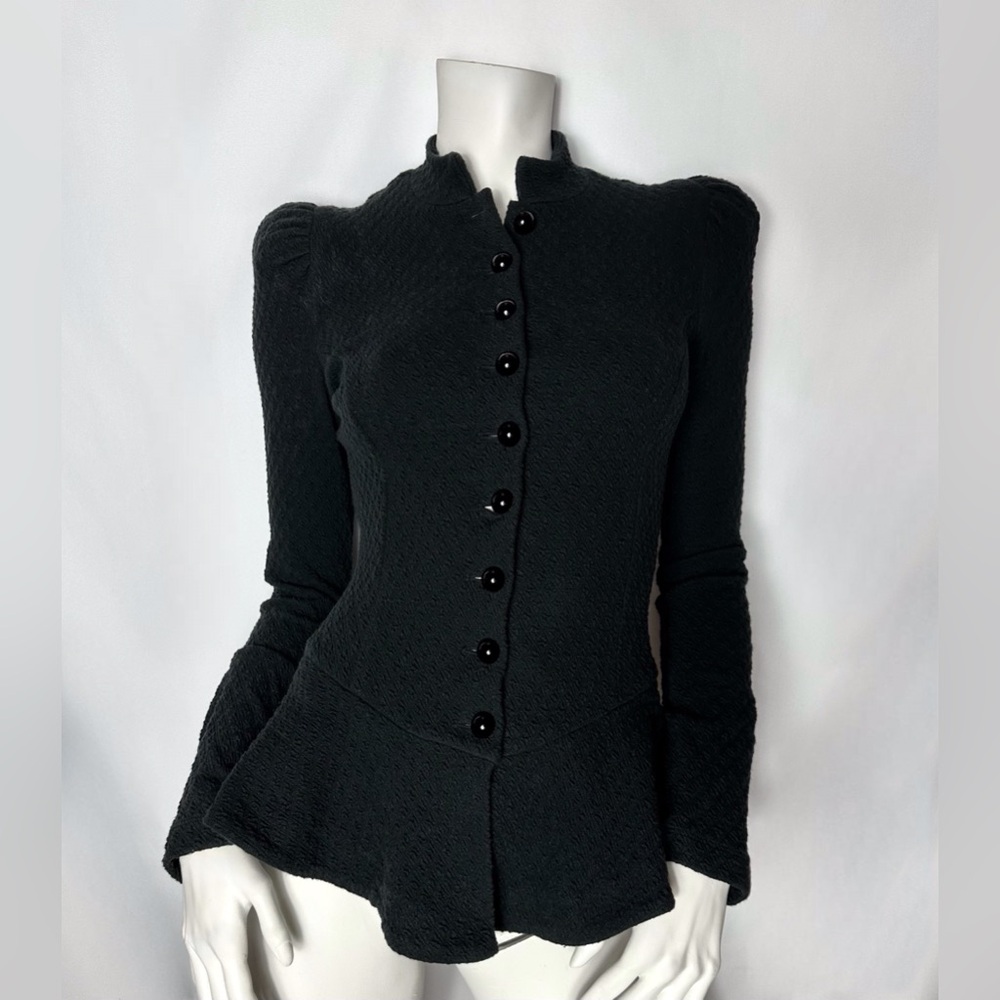 Betsey Johnson Jacket Black Button Ruffle
